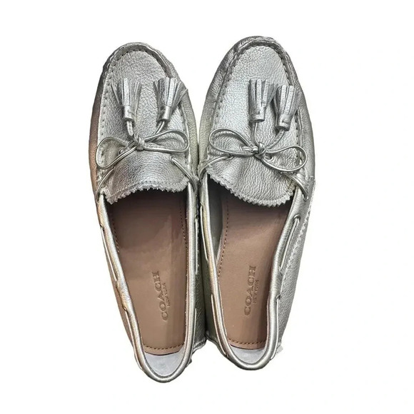 Coach Nadia Women's White Leather Slip On Tassel Loafers Size 7.5B - Picture 1 of 9